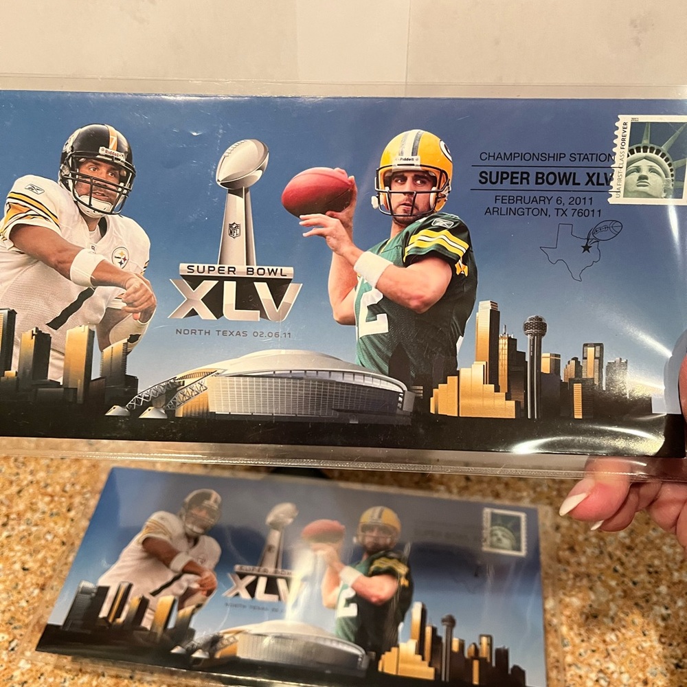 Super Bowl XLV Green Bay Packers vs. Pittsburg Steelers One standard envelope